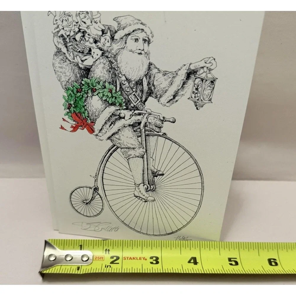 Artist Original Print Christmas Card Signed Lot 10 Hand Tinted VTG Regency